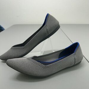 Rothy's The Point Ballet Flats Womens 6 Gray Black Halo Slip On Washable Knit